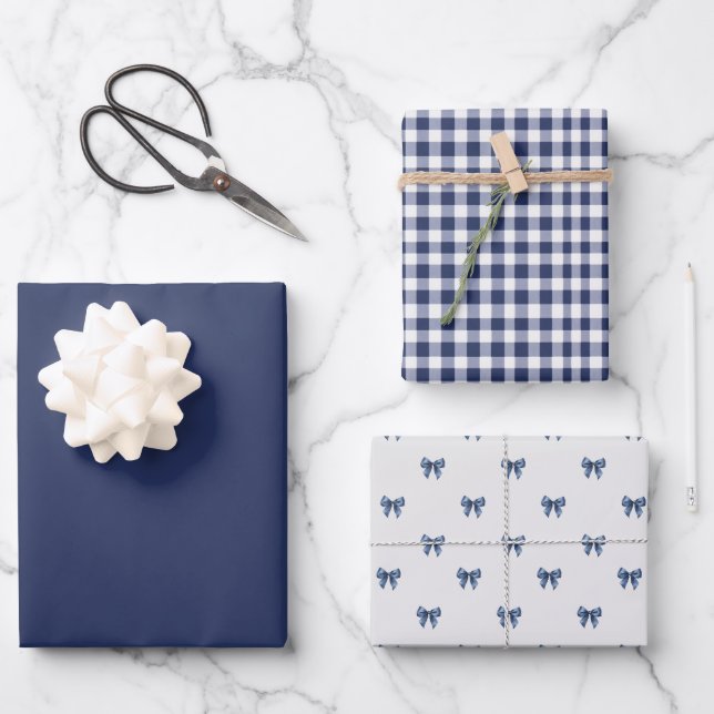 Modern Blue Christmas Wrapping paper (Front)