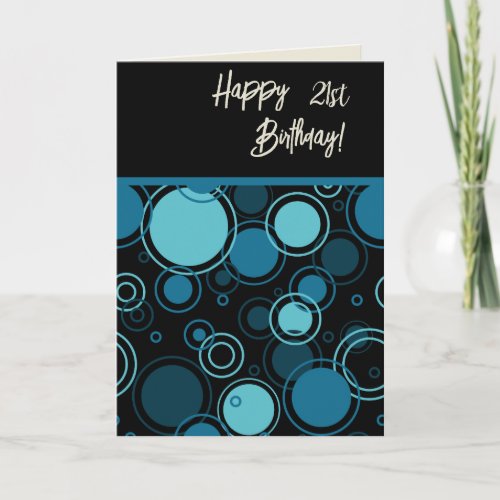 Modern Blue Circles Custom Age Birthday Card