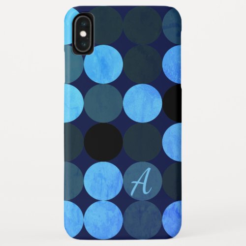 Modern Blue Circles  Monogram iPhone XS Max Case