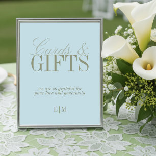 Modern Blue Citrus Cards and Gifts Wedding Sign