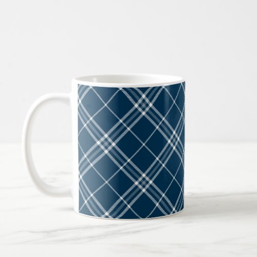 Modern Blue Clan Clark Tartan Plaid Coffee Mug
