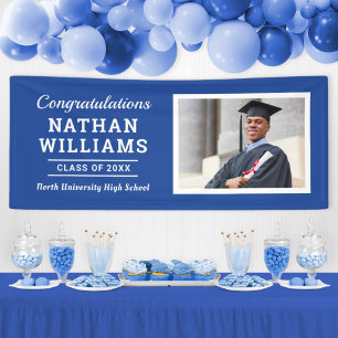 Modern Blue Class of 2025 Custom Graduation Photo Banner