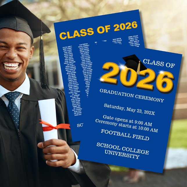 Modern Blue Class of 2026 Graduation Ceremony Invitation (Creator Uploaded)