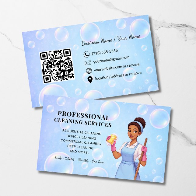 Modern Blue Cleaning Service Business Card (Creator Uploaded)