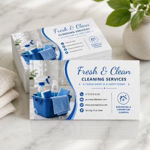 Modern Blue Cleaning Services Business Card