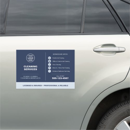 Modern Blue Cleaning Services Car Magnet