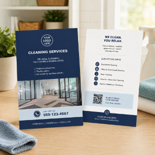 Modern Blue Cleaning Services with QR  Flyer