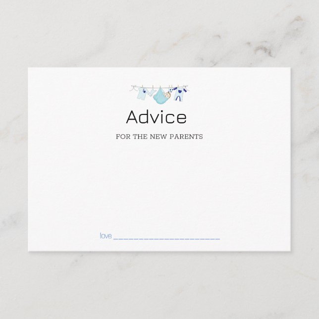 Modern Blue Clothesline Advice For The New Parents Card (Front)