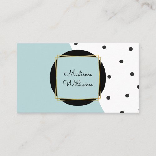 Modern Blue Color Block and Polka Dots Pattern Business Card