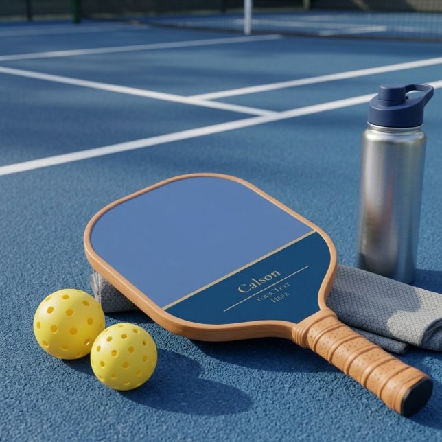 Modern Blue Color Block Monogram Pickleball Paddle (Creator Uploaded)