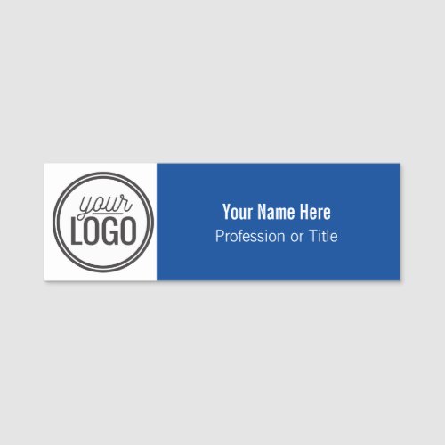 Modern Blue Color Block Professional Name Tag