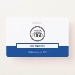Modern Blue Color Block Professional Name Tag Badge | Zazzle