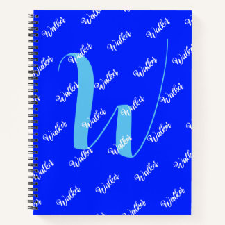 Modern Blue Color - Trend Initial Name Monogrammed Notebook