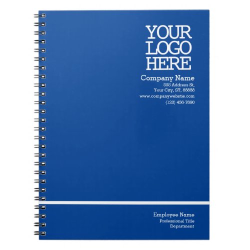 Modern Blue Company Logo  Employee Personalized Notebook