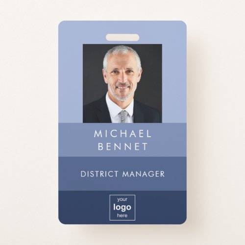 Modern Blue Company Photo ID  Badge