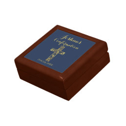 Modern blue confirmation cross boys gift box