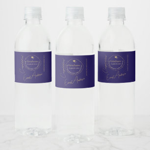 Modern Blue Congratulations Graduate Graduation Water Bottle Label