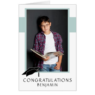 Modern Blue Congratulations Graduation Photo Big Card