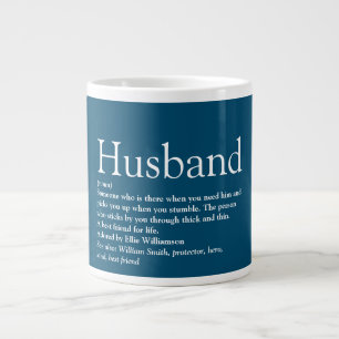 Modern Blue Cool World's Best Husband Quote Giant Coffee Mug