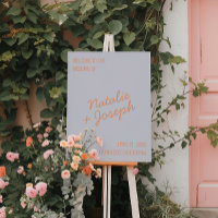 Modern Blue Coral Whimsical Summer Wedding Welcome