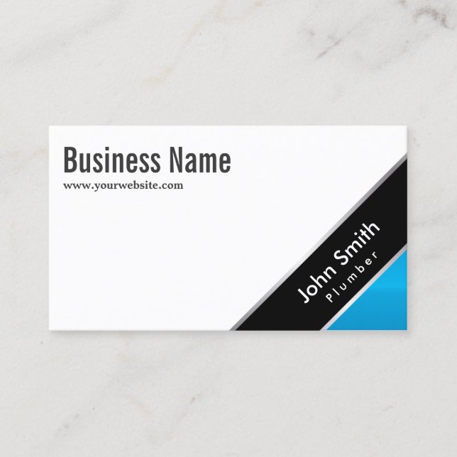 Modern Blue Corner Plumbing Business Card (Front)