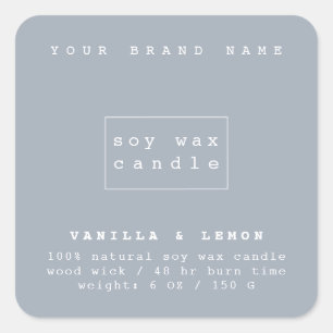 Modern blue cosmetics packaging candle square sticker
