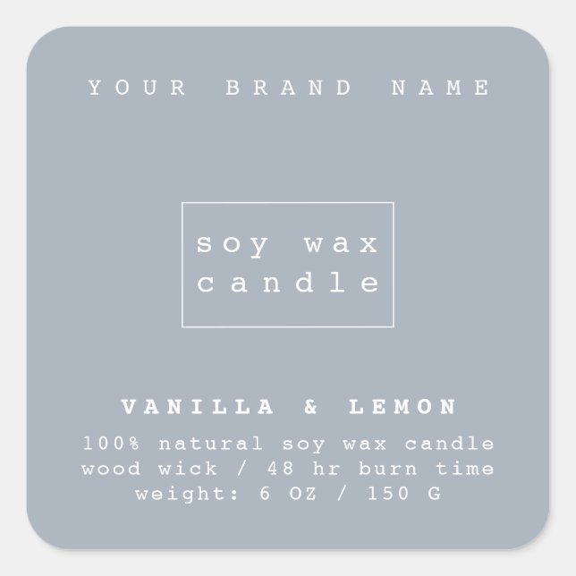 Modern blue cosmetics packaging candle  square sticker (Front)