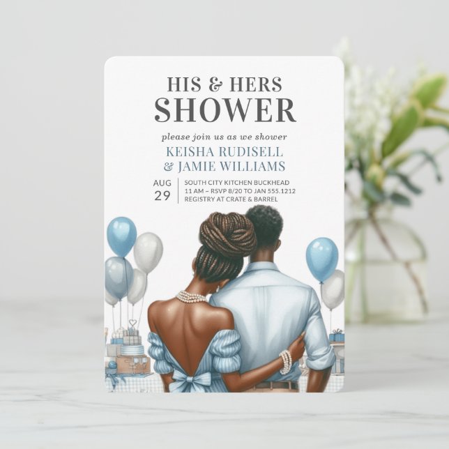 Modern Blue Couples Shower Bridal Shower Invitation (Standing Front)