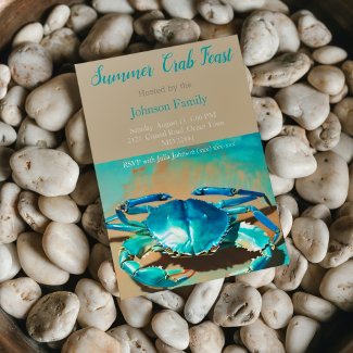 Modern Blue Crab  Boil Invitation