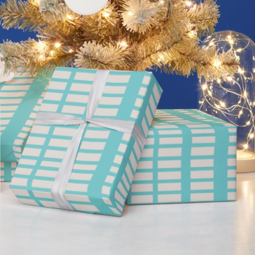 Modern blue criss cross lines pattern wrapping paper