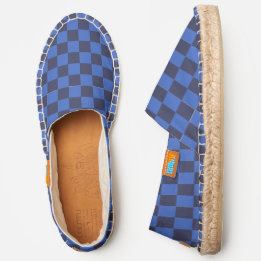 Modern Blue Croatian Checkerboard Pattern Espadrilles