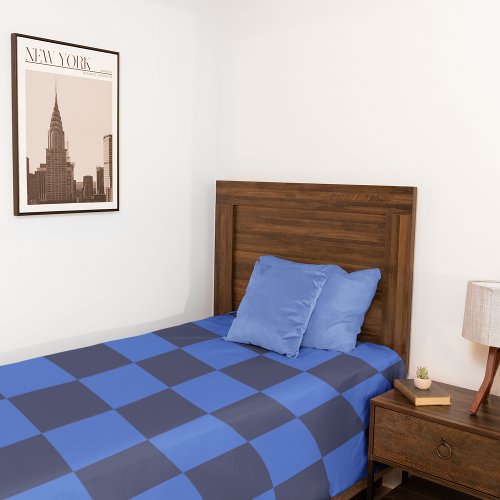 Modern Blue Croatian Checkered Duvet Cover