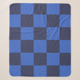 Modern Blue Croatian Checkers Sherpa Blanket