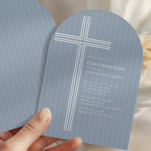 Modern Blue Cross Confirmation Invitation