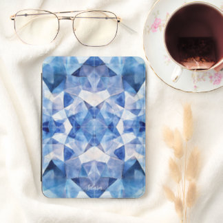 Modern Blue Crystal Geometric Mosaic Kindle Case
