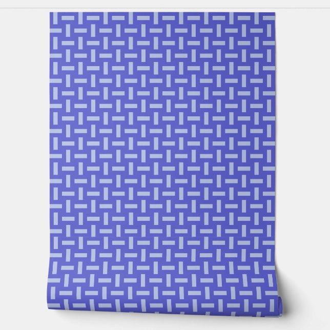 Modern Blue Cubes Abstract Pattern Wallpaper (Unrolling)