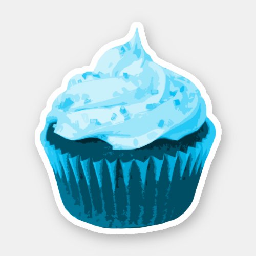 Modern Blue Cupcake Sticker