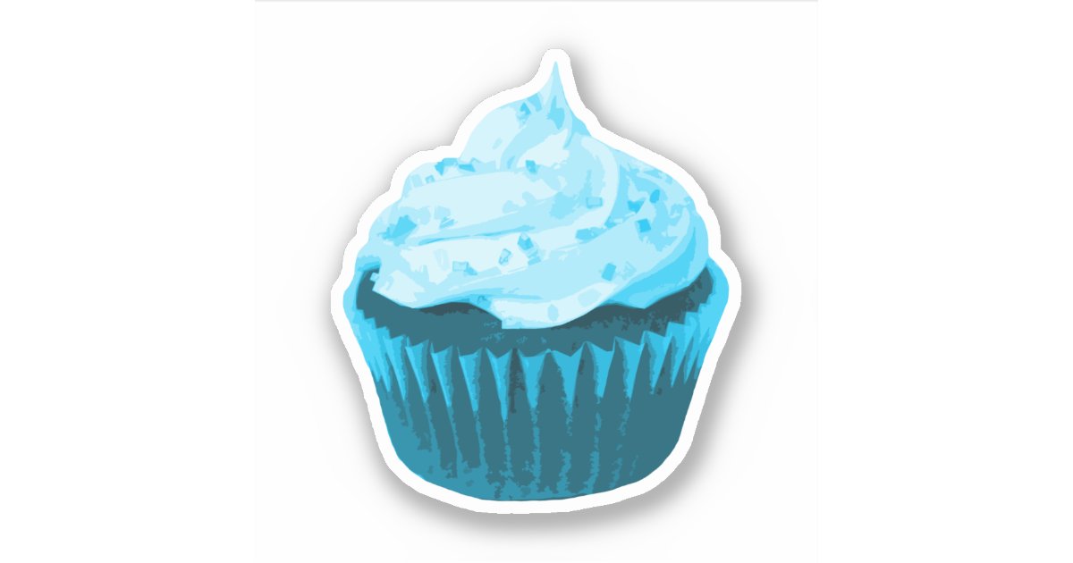 Modern Blue Cupcake Sticker