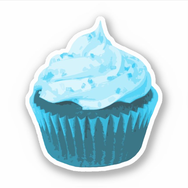 Modern Blue Cupcake Sticker (Front)
