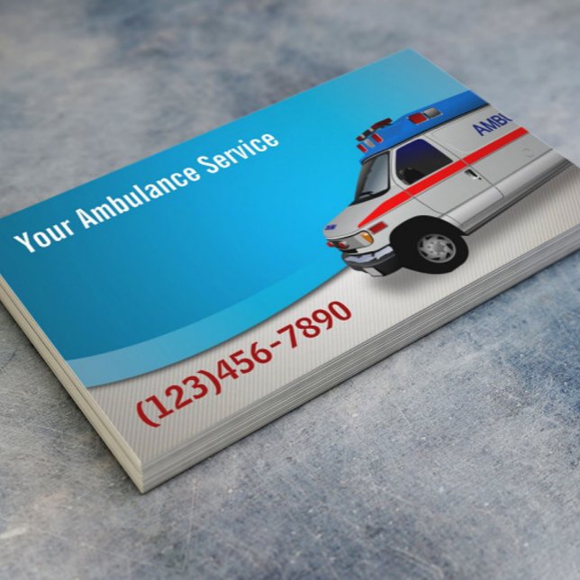 Modern Blue Curve Ambulance Service Business Card (Creator Uploaded)