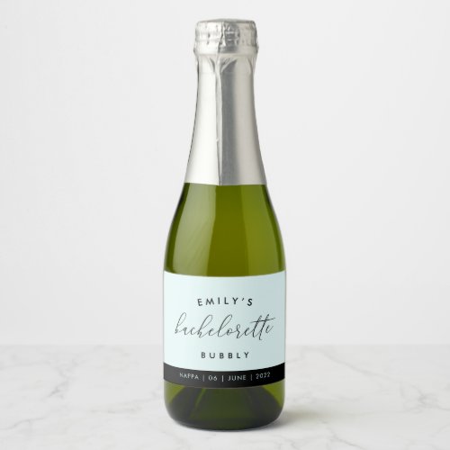 Modern Blue Custom Bachelorette Bubbly Sparkling W Sparkling Wine Label