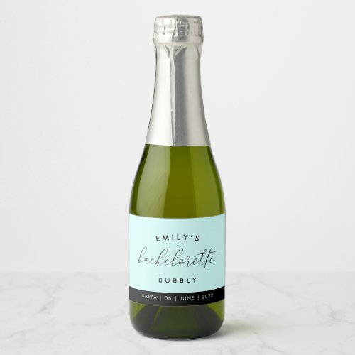 Modern Blue Custom Bachelorette Bubbly Sparkling Wine Label