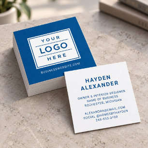 Modern Blue Custom Business Logo Square Business Card