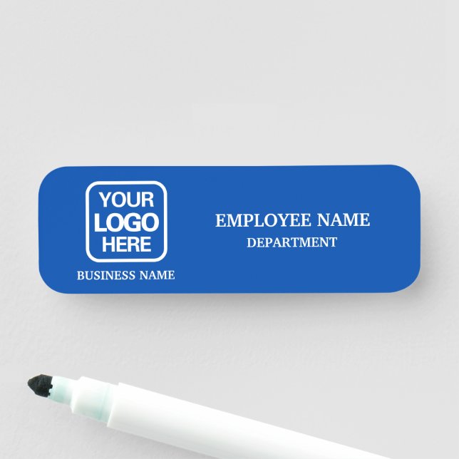 Modern Blue Custom Business Name Tag (In Situ)