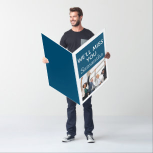 Modern Blue Custom Photo Farewell or Retirement Card