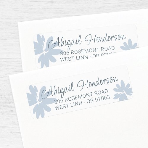 Modern Blue Daisy Flowers Return Address Label