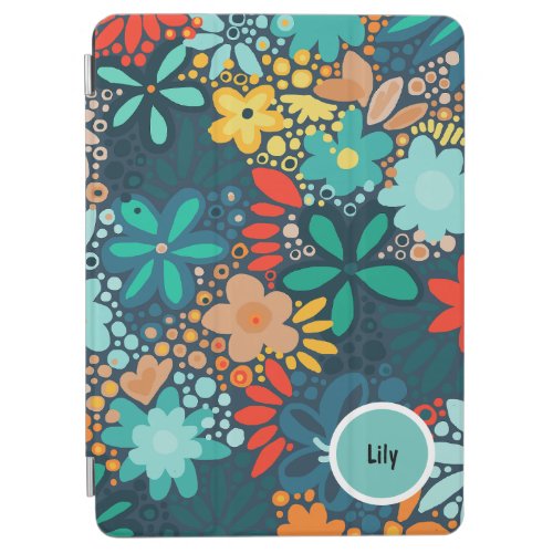 Modern blue dark floral iPad air cover