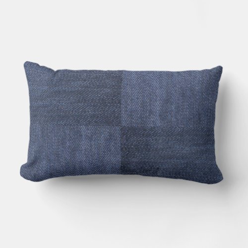 Modern blue denim jeans photos patchwork pattern lumbar pillow