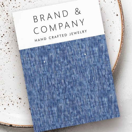 Modern blue denim pattern earring card