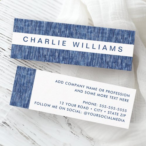 Modern blue denim pattern professional mini business card